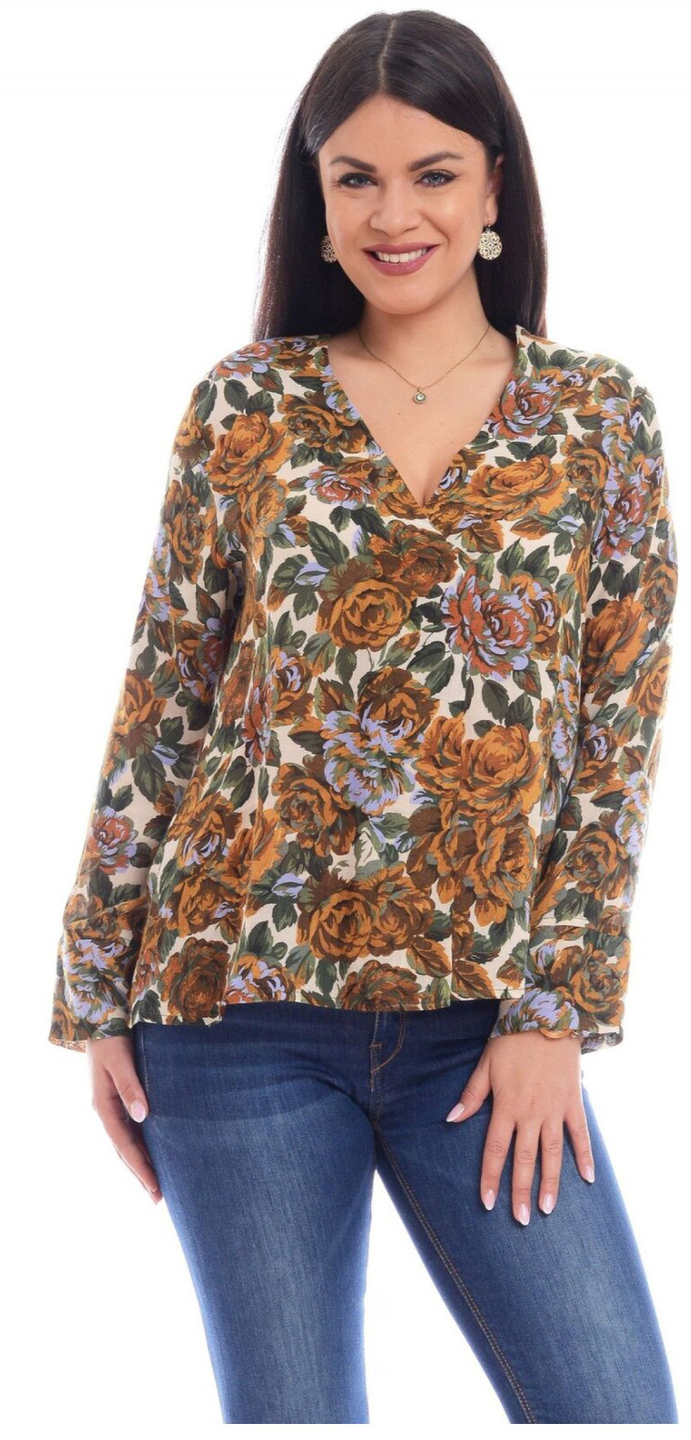 Bluza Dama Pliu cu Imprimeu Floral Maro - CATEGORIE